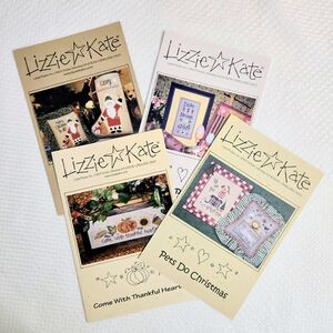 Lizzie Kate Holiday & Pet Cross Stitch Instructions 20-28 Ct Samplers Pillows